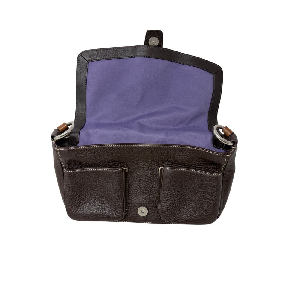 Vintage Y2K Coach Chelsea Handbag Brown Leather Shoulder Bag Fold Over Flap - Picture 7 of 10